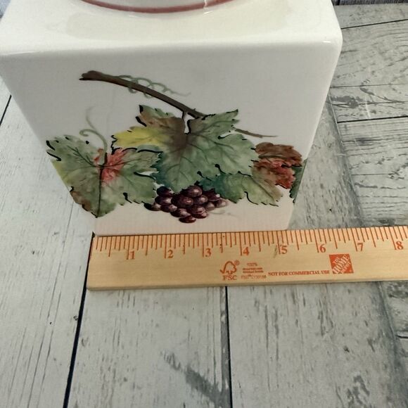 A. Andreucci Olives and Grapes Montalcino Tuscan Italian Ceramic Canister W/ Lid - Picture 9 of 9